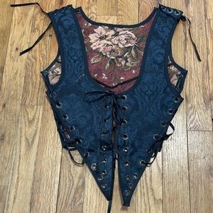 ~black vintage lace-up unisex corset vest~
